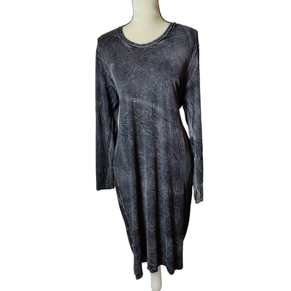 NWT Uma Raquel Davidowicz Grey Acid Wash Lagenlook Drapey Dress - Picture 4 of 10